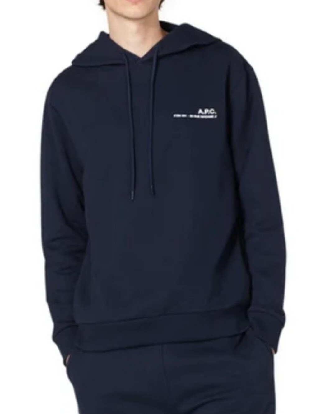 A.P.C. Navy Logo Pullover Hoodie